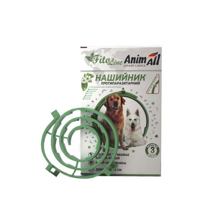 Нашийник протипаразитарний AnimAll FitoLine Nature для собак, зелений, 70 см