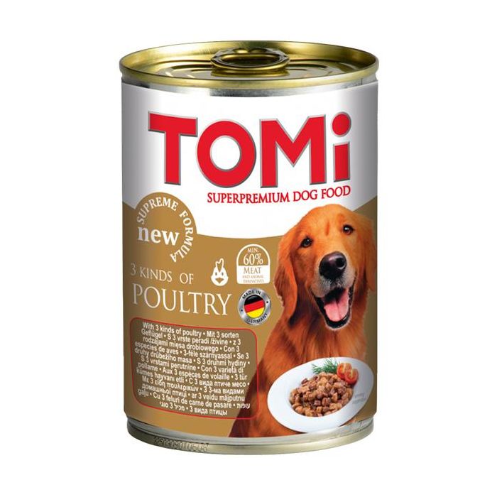 Консерви Tomi 3 kinds of poultry 3 види птиці, супер премиум, для собак, 400 г