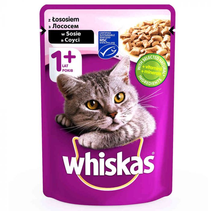 Вологий корм Whiskas для котів, лосось в соусі, 100 г