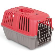 Переноска MPS Pratico 2 для котів і собак, з металевою дверцятами, червона, 55×36×36 см