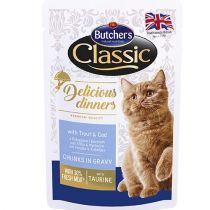 Вологий корм Butcher's Cat Delicious для котів, з фореллю і тріскою, пауч, 100 г