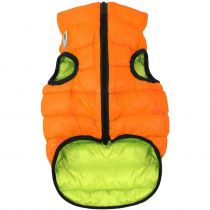 Двостороння світиться куртка AiryVest Lumi XS25 для собак, салатово-помаранчева
