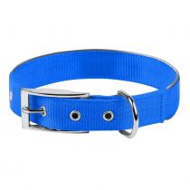 Нейлоновий нашийник Dog Extreme подвійний, зі світловідбиваючої вставкою для собак 20 мм, 30-40 см, блакитний
