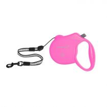 Рулетка зі світловідбиваючої стрічкою для собак вагою до 12 кг, 5 м, рожева
