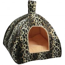 Лежак Теремок Будиночок-піраміда №2 хутряний, для собак і котів, 45×45×45 см