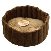 Лежак K&H Lazy Cup м'який, для собак і котів, бежево-коричневий, 40.5×40.5×18 см