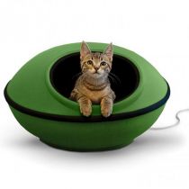 Лежак-будиночок K&H Thermo-Mod Dream Pod з електропідігрівом, для котів, зелено-чорний, 56×56×29 см