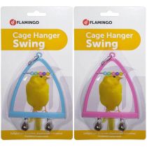 Іграшка Flamingo Swing Abacus Bell для птахів, жердинка, дзвіночок, рахунки, 10х13 см