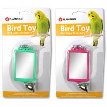 Іграшка Flamingo Mirror Straight Bell для папуг, прямокутне дзеркало з дзвіночком, 6х8 см