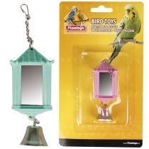 Игрушка Flamingo Lantern With Bell для попугаев, зеркало, фонарик с колокольчиком, 4х4х6 см