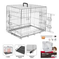 Клітка Flamingo Wire Cage для собак, двухдверная, з ручкою і висувним піддоном, 8.6 кг, 77х47х54 см