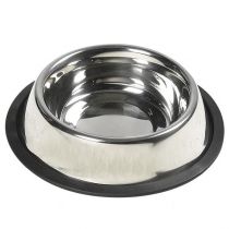 Миска Flamingo Dish Steel Rim для собак, з гумовим обідком, нержавіюча, 14.5 см