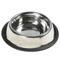 Миска Flamingo Dish Steel Rim для собак, з гумовим обідком, нержавіюча, 16 см