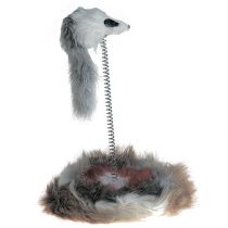 Іграшка Flamingo Mouse On Stick для котів, миша на підставці, хутро, 14х26 см