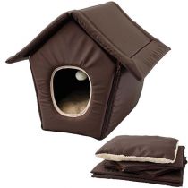 Будиночок Flamingo Cosy Cottage Brown трансформер, для котів і собак, коричневий, 40×40×25 см