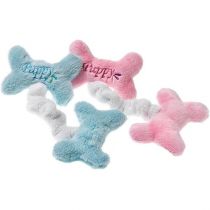 Іграшка Flamingo Puppy Mini Bones для собак, 2 кісточки з пищалками на гумці, рожевий, блакитний, 14х9 см