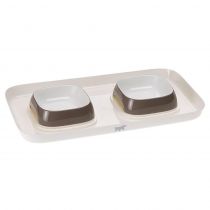 Ferplast Glam Tray Extra Small Dove Grey пастіковий піднос з мисками Glam 400 мл, сірий, 40x23x4,5 см