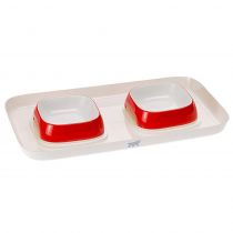 Ferplast Glam Tray Extra Small Red пастіковий піднос з мисками для кішок і собак, червоний, 40x23x4,5 см