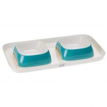 Ferplast Glam Tray Small Light Blue пастіковий піднос з мисками для кішок і собак, блакитний, 40x23x5,5 см