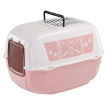 Закритий туалет Ferplast Toilet Home Prima Decor Pink для кішок з пластика