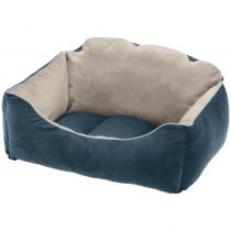 Оксамитове ліжко Ferplast Milord 45 Bedding Blue-Beige для собак і котів, 45×40×24 см