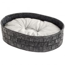 Валяная ліжко Ferplast Cocoon 45 Dark Grey Cushion для котів і собак з двосторонньою подушкою, 45×35×12 см