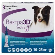 Краплі Ceva Vectra 3D від бліх і кліщів для собак вагою від 10 до 25 кг, 3.6 мл, ціна за 1 піпетку
