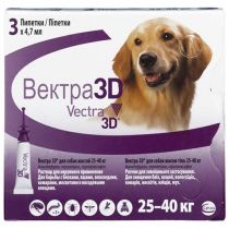 Краплі Ceva Vectra 3D від бліх і кліщів для собак вагою від 25 до 40 кг, 4.7 мл, ціна за 1 піпетку