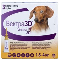 Краплі Ceva Vectra 3D від бліх і кліщів для собак вагою від 1.5 до 4 кг, 0.8 мл, ціна за 1 піпетку