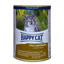 Консерва Happy Cat Dose Ente & Huhn Gelee для дорослих котів вагою близько 4 кг, з качкою і курчам, 400 г