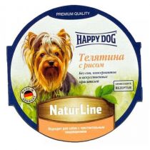 Вологий корм Happy Dog NaturLine для дорослих собак до 10 кг з чутливим травленням, з телятиною, 85 г