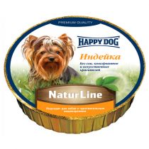 Вологий корм Happy Dog NaturLine для дорослих собак до 10 кг з чутливим травленням, з індичкою, 85 г