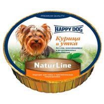 Вологий корм Happy Dog NaturLine для дорослих собак до 10 кг з чутливим травленням, з куркою і качкою, 85 г
