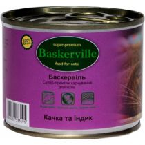 Вологий корм Baskerville для котів, качка і індик, 200 г