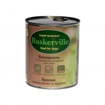 Вологий корм Baskerville для собак, кролик з локшиною і морквою, 800 г