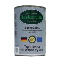 Вологий корм Baskerville для собак, телятина і м'ясо гусака, 400 г