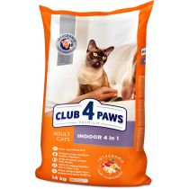 Сухий корм Клуб 4 Лапи Indoor 4 в 1 Adult Premium для дорослих котів, які мешкають в приміщенні, 14 кг