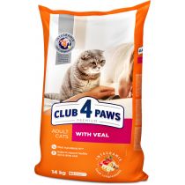 Сухий корм Клуб 4 Лапи Adult Cats Premium для дорослих котів, з телятиною, 14 кг