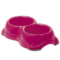 Подвійна миска Moderna Смарті №1 для собак і котів, рожева, 2×650 мл, d-14 см