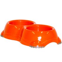 Подвійна миска Moderna Смарті №1 для собак і котів, помаранчева, 2×650 мл, d-14 см