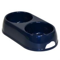 Подвійна миска Moderna ЕКО для собак і котів, пластик, синій, 2×570 мл, d-12 см