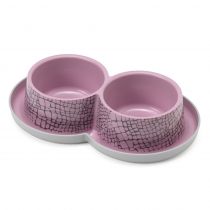 Подвійна миска Moderna Double Trendy Dinner WildLife для котів і собак, рожева, 2×350 мл, d-10 см