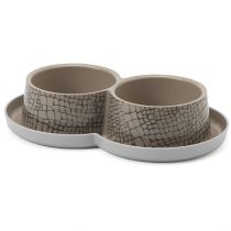 Подвійна миска Moderna Double Trendy Dinner WildLife для котів і собак, бежева, 2×350 мл, d-10 см