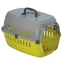 Переноска Moderna для собак і котів, з металевими дверима, пластик, жовта, 48.5×32.3×30 см