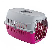 Переноска Moderna для собак і котів, з металевими дверима, пластик, рожева, 48.5×32.3×30 см