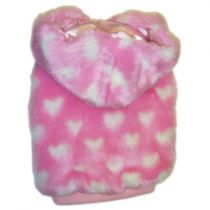 Шубка Monkey Daze Pink Heart Faux Fur з капюшоном, для собак, розмір XS, рожева