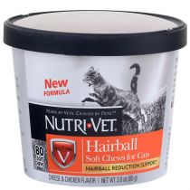 Жувальні таблетки Nutri-Vet Hairball Soft Chews для виведення шерсті для кішок, 80 шт