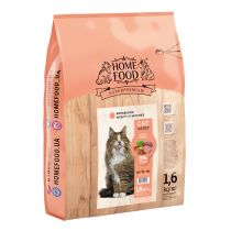Сухий корм Home Food Hairball Control для виведення шерсті у дорослих котів, з індичкою і качкою 1.6 кг