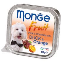 Вологий корм MONGE DOG FRUIT з качкою і апельсином, 100 г