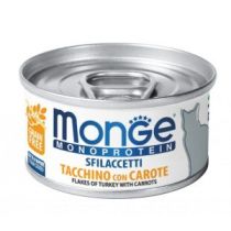 Вологий корм MONGE CAT MONOPROTEIN м'ясні пластівці індичка морква, 80 г